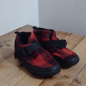 Chaco Red and Black Plaid Slippers
